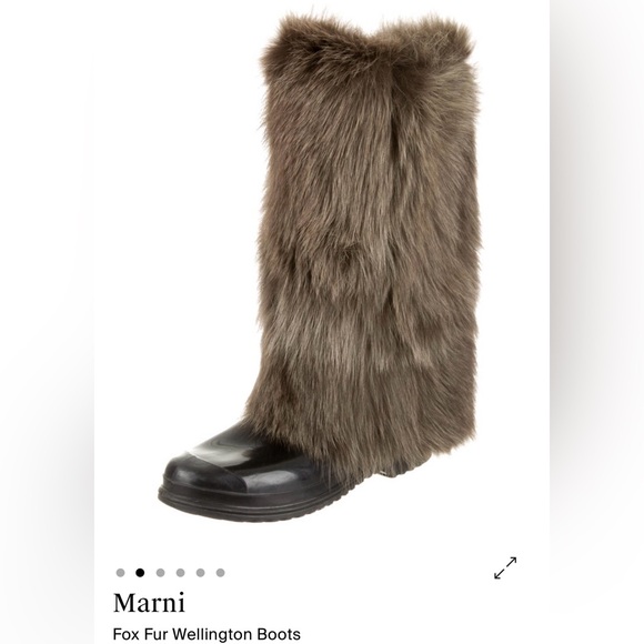 Marni real genuine fur rubber Wellington boots size 8 - Picture 2 of 9